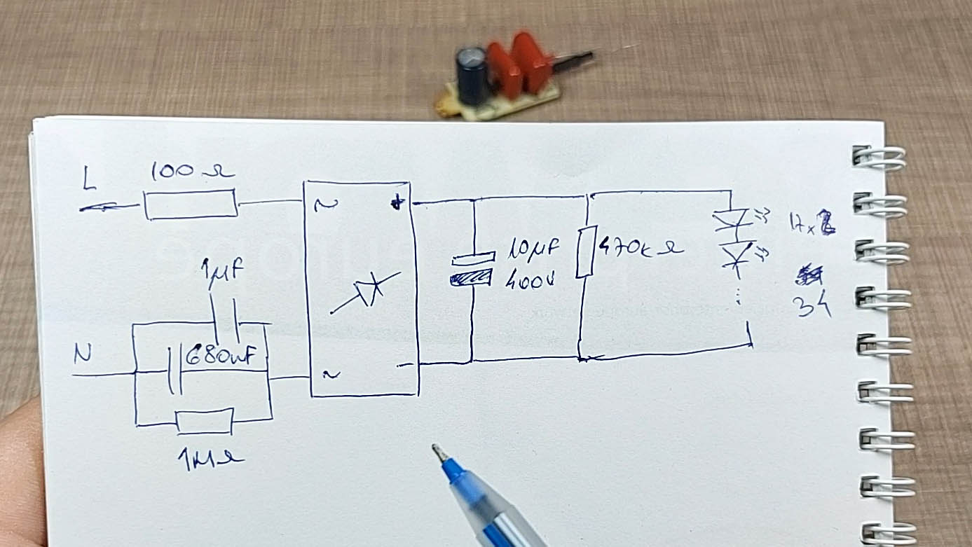 The circuit diagram of the LED bulb