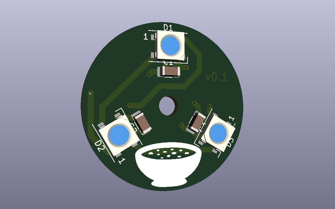 The final 3D view for the PCB