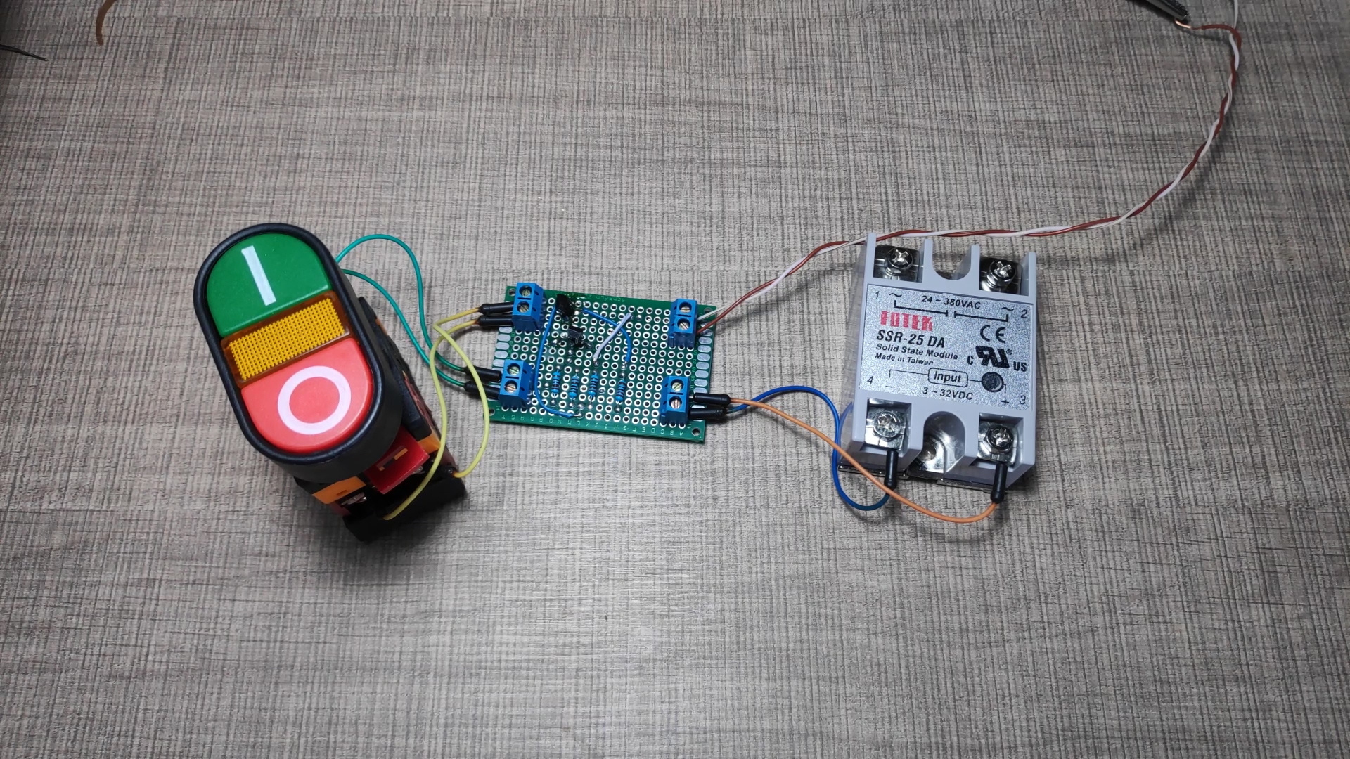 SSR latching circuit with push buttons